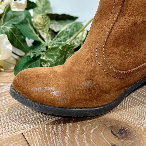 Wonder Nation Ankle Boots Girls Women’s Size 4 Chestnut Brown Suede Stud Fringe - Picture 5 of 9